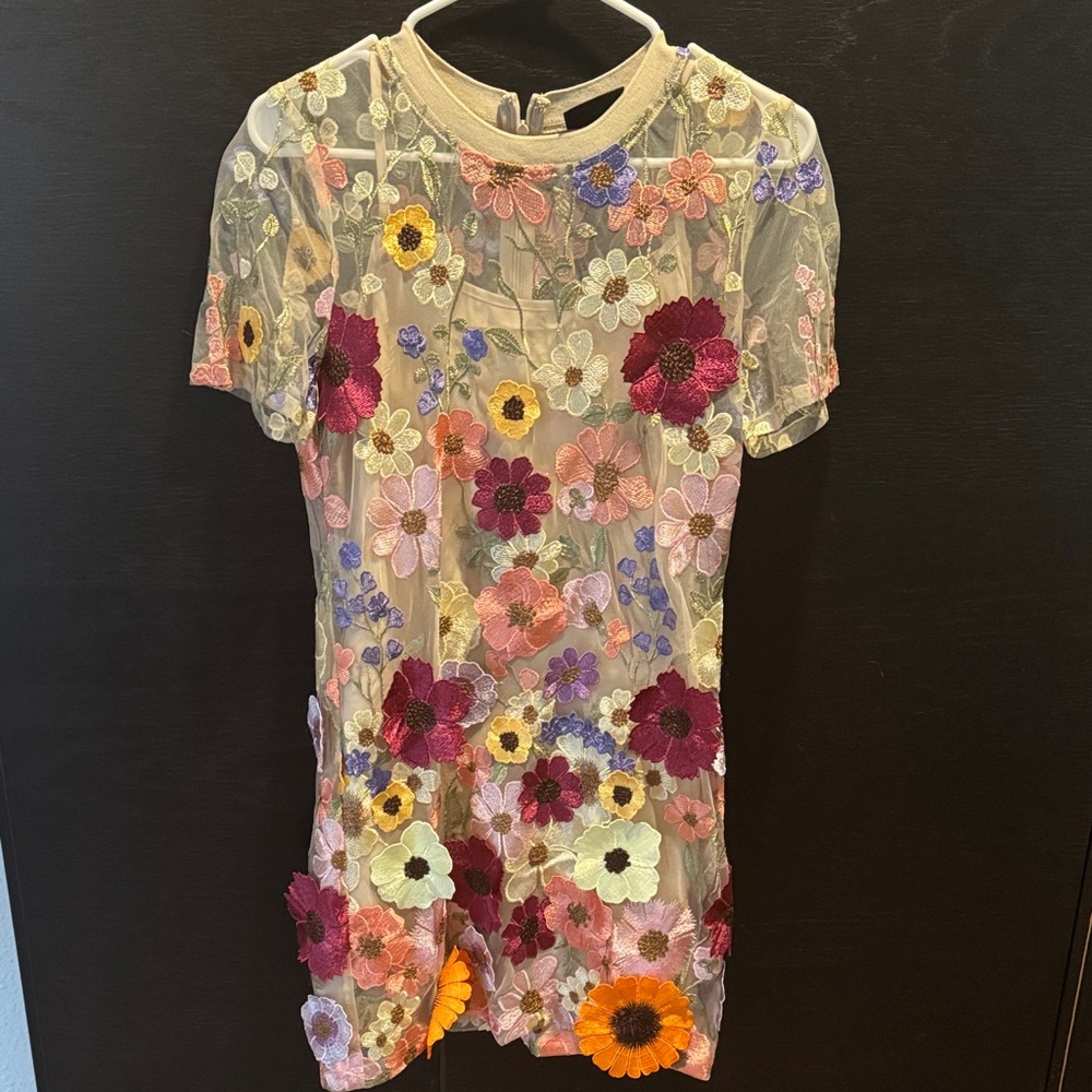 Vici Floral Embroidered Dress - Multicolor
